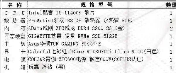 五千元组装电脑配置（性价比高）