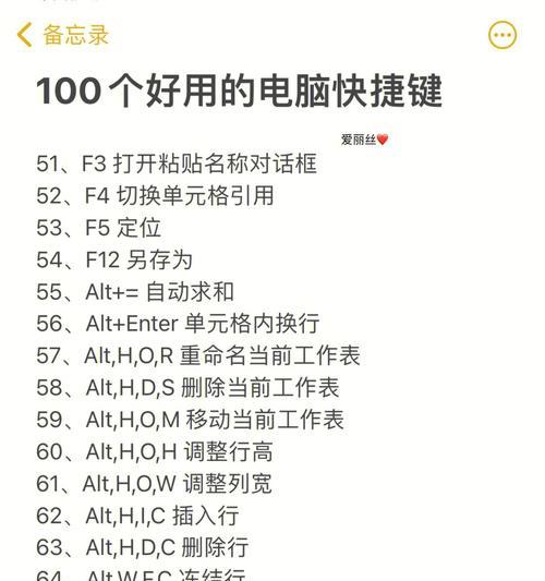电脑快捷键大全——提高工作效率的必备技巧（简化操作、快速操作、轻松工作）